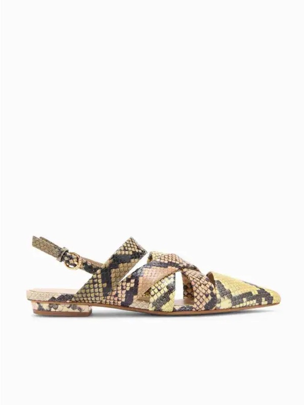 NEW Ulla Johnson Tallulah Woven Flat Shoes Mixte Python Yellow size 37.5 US 7.5